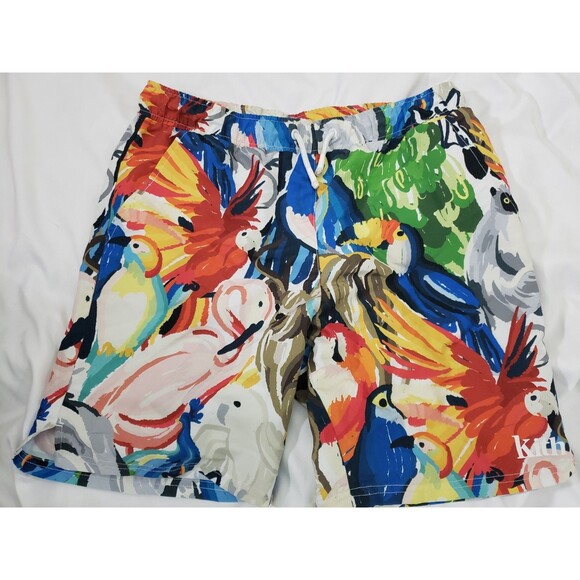KITH Kids Swim Trunk Voyage Colorful Short Parrot Bird Animal Print Boy Size 12 - Picture 1 of 13